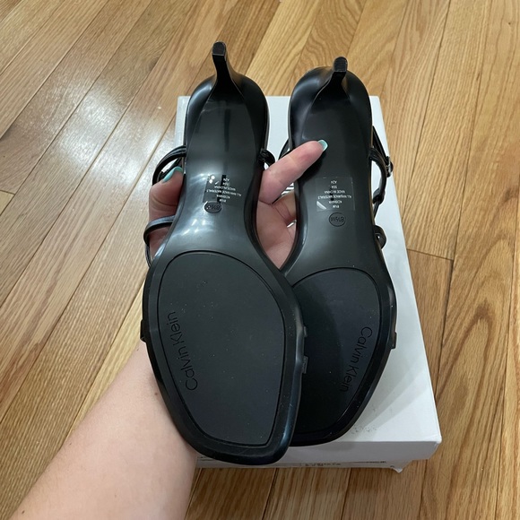 Calvin Klein Women's Ishaya Heeled Sandal - black faux leather - Picture 11 of 13